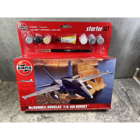 Airfix McDonnell Douglas F/A-18A Hornet #A55313 1:72 w/ Glue, Paint & Brushes - Picture 1 of 9